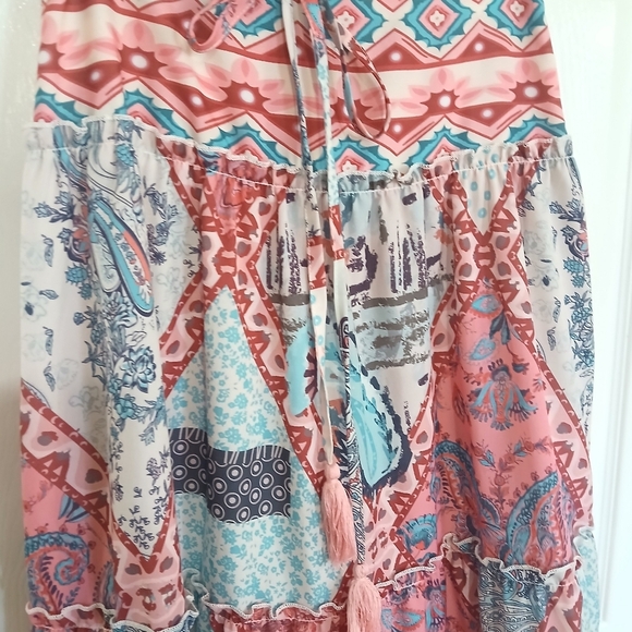 Patchwork Tiered Maxi Skirt Size Small Cottage Fairy Whimsical Boho Festival - Picture 4 of 7